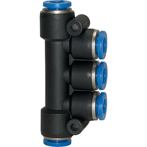 Riegler T-Mehrfachverteiler, Steckanschluss »Blaue Serie«, Schlauch-Ø 5x4 (1/3)
