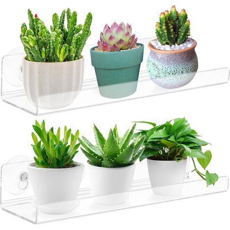 (2er-Pack) Acryl-Fensterkästen/Pflanzregale mit Saugnapf-Fensterbankverlängerung für drinnen und draußen, für Sukkulenten, Microgreens und Anzuchttöpfe (1/5)