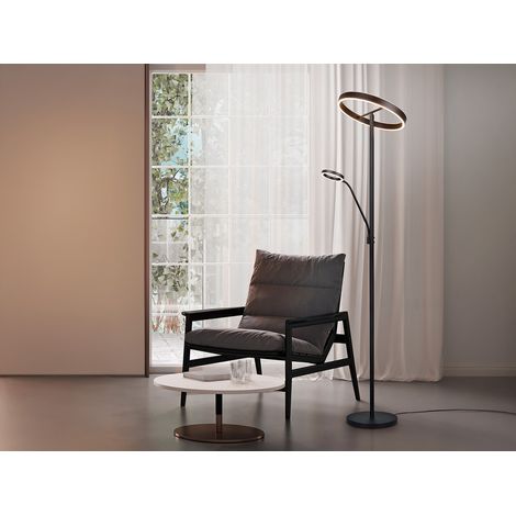 LED Stehlampe WILLIS mit Leselampe, dimmbar, 3 Lichtfarben, Schwarz, 180cm groß