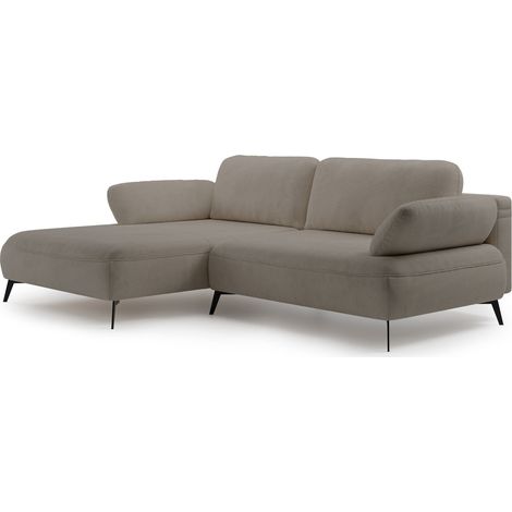 Selsey Avolla – Ecksofa mit Schlaffunktion, Bettkasten und hydrophober Chenille, linksseitig, Dunkelbeige