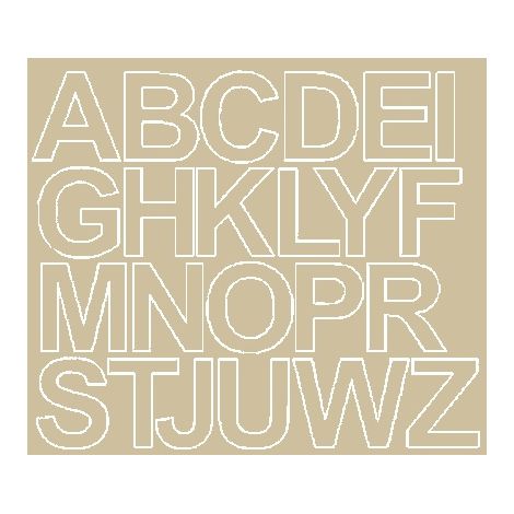 Pegatinas autoadhesivas con letras de 4,5 cm, color beige mate.