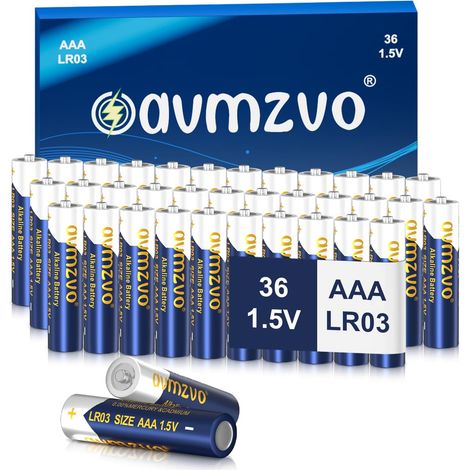 Lot de 36 piles alcalines AAA, LR03, 1,5 V, puissance longue durée (1/5)