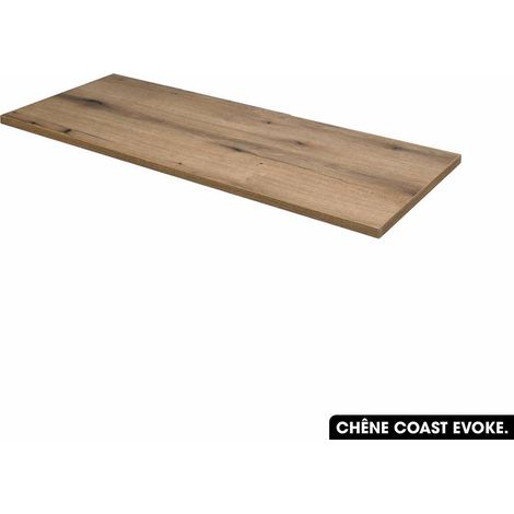 Otitec – Plan de vasque en bois chêne Coast Evoke L.120 x P.46 x H.2,5 – Résistant à l'humidité – Bois FSC pour durabilité – Salle de bains moderne