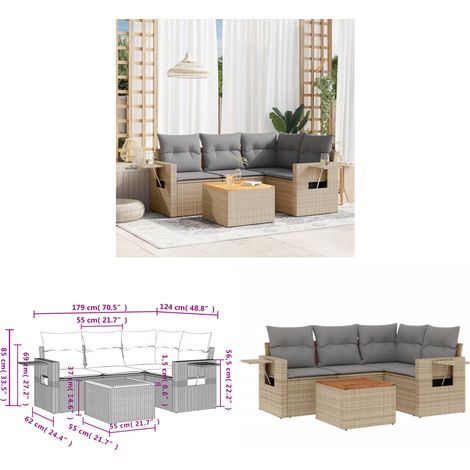 5-tlg. Garten-Sofagarnitur mit Kissen Beige Poly Rattan - Gartenmöbel - Esszimmergarnituren - Lounge Set - Outdoor Möbel - Rattan Gartenmöbel - Home & Living (1/3)