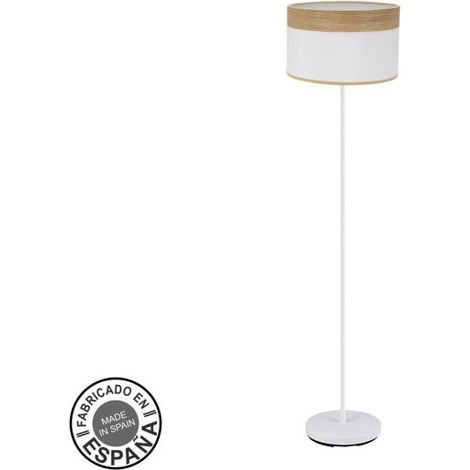 FABRILAMP Boden Wohnzimmer Cloe 1xe27 Weiß/Weiß/Holz hell 162x40x40 cm