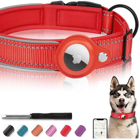 Collier pour chien AirTag, collier réfléchissant Apple AirTag, collier rembourré avec étui porte-AirTag - S (1/5)