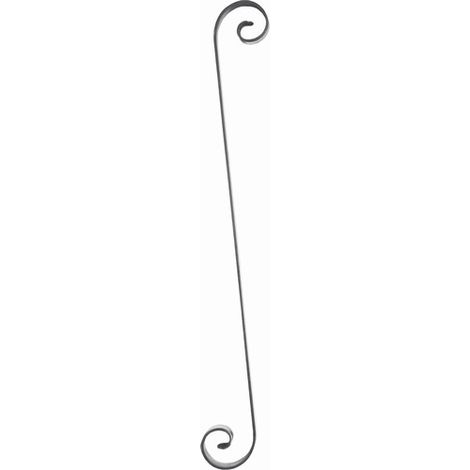 Volute en S inégale finition queue de carpe - Hauteur 1150mm Largeur 140mm Plat lisse 40x8mm - Fer forgé - À souder - DECO FER FORGE