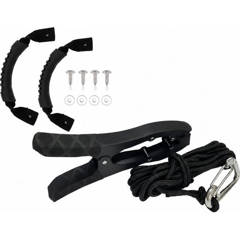 Pinza de Anclaje Kayak Acero Inoxidable 220 mm Negro con Mosquetón y Asa (1/5)