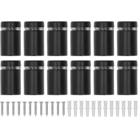 12 pièces clous publicitaires en acier inoxydable support anti-entretoise noir mat pour verre acrylique (1/5)