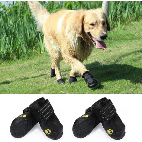 Bottes pour chiens imperméables avec bride réfléchissante, semelle antidérapante robuste, protection des pattes (lot de 4). (1/5)