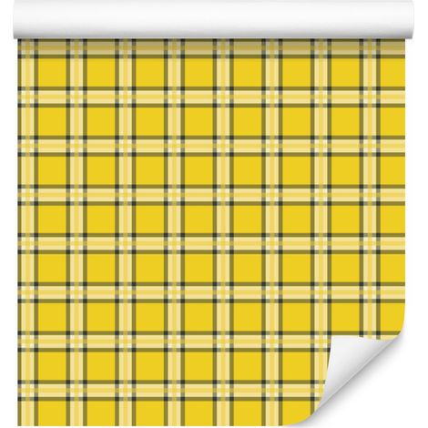 Gelb karierte Tapete, gelber Hintergrund für Wohn- und Schlafzimmer, 50 x 1000 cm (1/5)