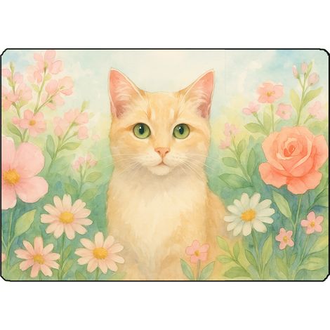 Planche à découper verre chat fleurs 28,5 x 20 cm (1/2)