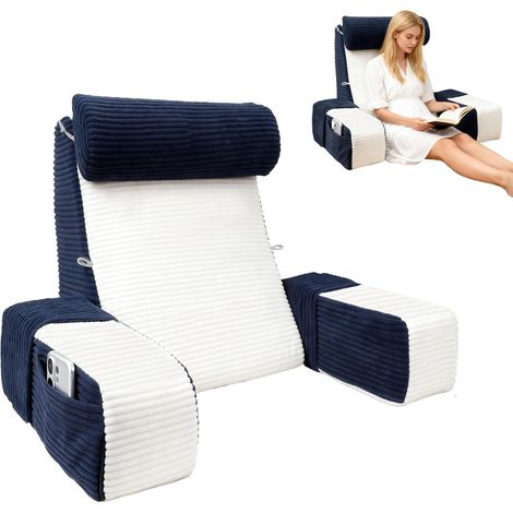 Oreiller de Lecture pour Lit, Coussin Dossier Canapé, Bleu (1/5)