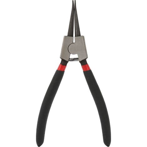 Pince circlip droite externe – mâchoire coudée droite – tige droite – acier carbone – 175mm / 1.6 mm – installation / retrait (1/5)