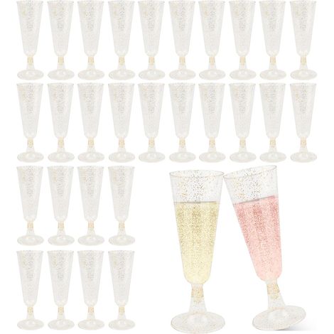 30 Pièces Flûtes à Champagne en Plastique 150ml Verres à Champagne en Plastique Réutilisables, Coupe Champagne Plastique Transparent pour Mariage Anniversaires Camping Fêtes Festives (1/5)