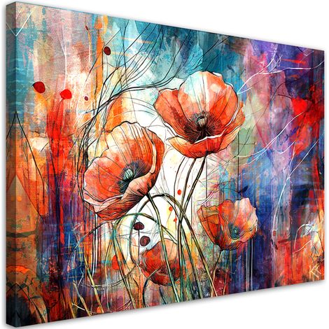 Tableau sur toile Tableau sur toile Abstrait Coquelicots 90x60 (1/5)