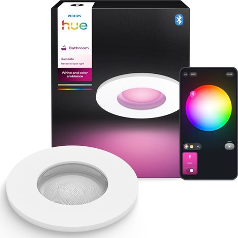 Philips Hue Xamento Spot encastrablé pour Salle de Bain Rond (Blanc) Lumière blanche et colorée - White and Color Ambiance