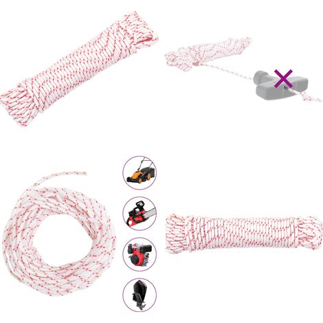 vidaXL Cordon de démarrage à tirer blanc et rouge Ø3 mm 10 m nylon (1/5)