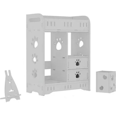 TrAdE Shop Traesio - Organizer Portaoggetti Scrivania Multifunzionale 3pz Design Forma Zampa Con Cassetti 62190 - (1/5)