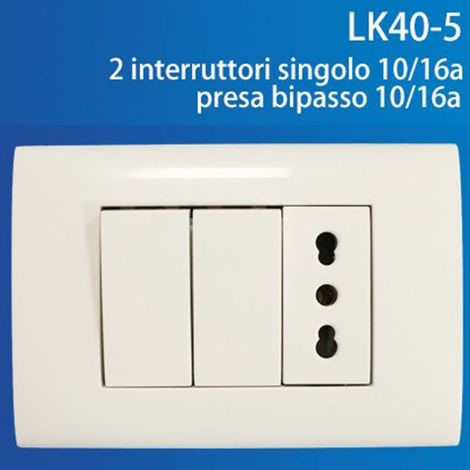 Plaque 3 Places Complète Avec 2 Interrupteurs Prise Encastrée Bipolaire 503