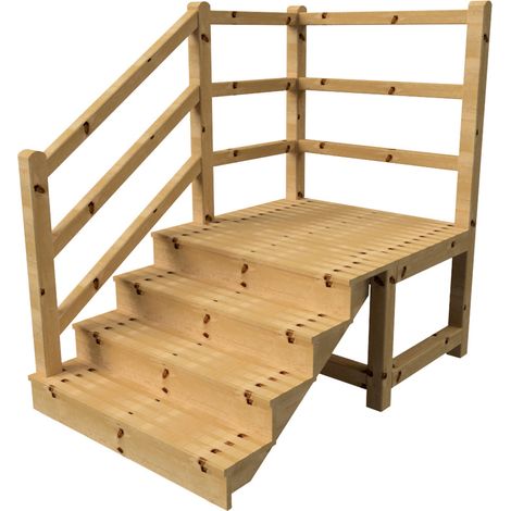 MILANO Außentreppe 4 geschlossene Stufen H71 cm - Podest L116 x B120 cm - Treppengeländer links - Podestgeländer links und hinten