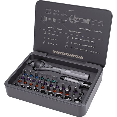 40-in-1 Ratchet Screwdriver Set with 180° Rotating Magnetic Head (1/5)