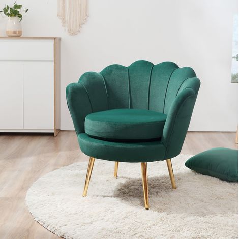 Schalensessel, Vintage-Sessel, Schlaf- und Wohnzimmersessel, elegantes Design, mit hoher Rückenlehne, 76 x 67 x 74 cm, Dunkelgrün