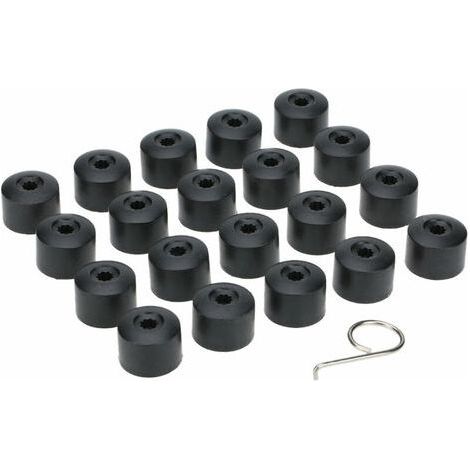 Lot de 20 cache-écrous de roue 17 mm + outil de retrait de remplacement pour cache-écrou de roue VW Jetta Beetle Passat GTI CC boulon de roue 1K0 601 173 (noir) (1/5)