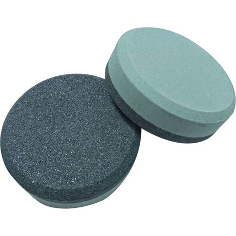 Piedra de afilar de doble cara para hachas, disco de carburo de silicio de 120 x 240 x 95 mm para afilar hachas y machetes para trabajos de carpintería. (1/5)