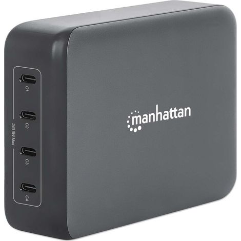 MANHATTAN 4-Port GaN USB Power Delivery-Ladestation PD 3.1 Vier USB-C PD-Ports mit bis zu 140W pro P