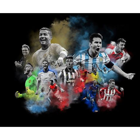 Papier peint panoramique Football - Joueurs de Foot - 195 cm x 159 cm (1/2)