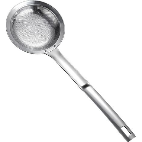 Passoire à Huile en Maille Inoxydable, 12 cm Cuisine Tamis, Inoxydable Passoire Maille Fine Manche Long et Solide, pour Thé en Vrac, Saupoudrer Les Gâteaux et Rincer (1/5)