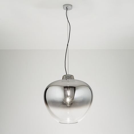 Sospensione Contemporanea Big Bowl Metallo Cromo Vetro Fumè 1 Luce E27