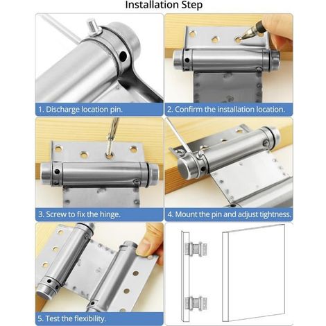 Lot de 4 charnières de porte robustes en acier inoxydable à fermeture automatique de 7,6 cm, charnières de porte à ressort double (1/5)