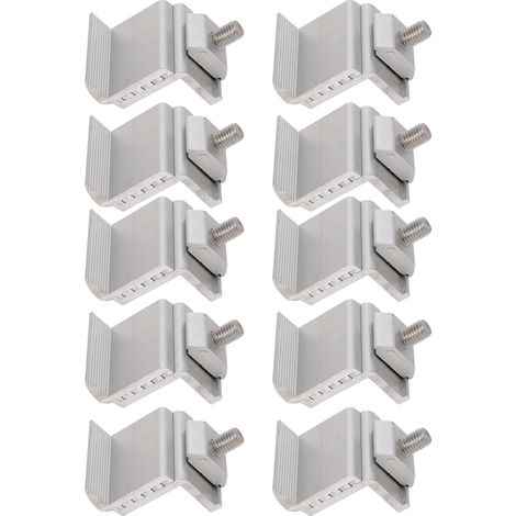 10 Supports de Fixation Solaire en Aluminium Pince de Mise à la Terre pour Panneaux Photovoltaïques (1/5)