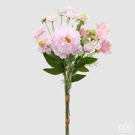 EDG Enzo De Gasperi Peonia Bouquet Mix Cespuglio Artificiale H 60 Cm Rosa Chiaro