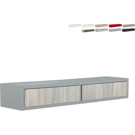 Mensola con 2 cassetti da parete design moderno soggiorno Domino - Grigio Scuro