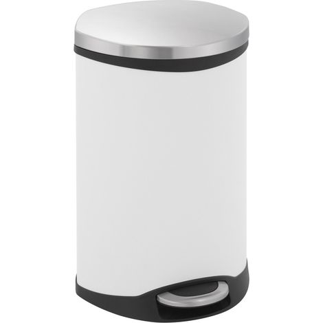 EKO - Poubelle à pédale Shell Bin 18 litres - Steel Plastic  - blanc, inox mat