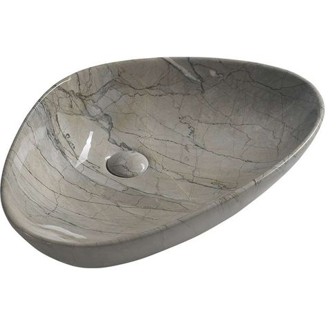 Sapho Dalma - Lavabo da appoggio, 585x390 mm, senza foro per rubinetto, senza troppopieno, grigio MM213 (1/5)