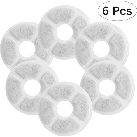 6 Kohlefilter, PP-Baumwolle, 12,7 cm Durchmesser, für Trinkbrunnen, Wasserspender, Katzen und Hunde (1/5)