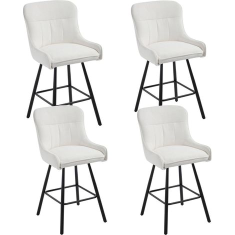 Barhocker 4er Set mit Rückenlehne und Fußstütze, weiß (1/5)