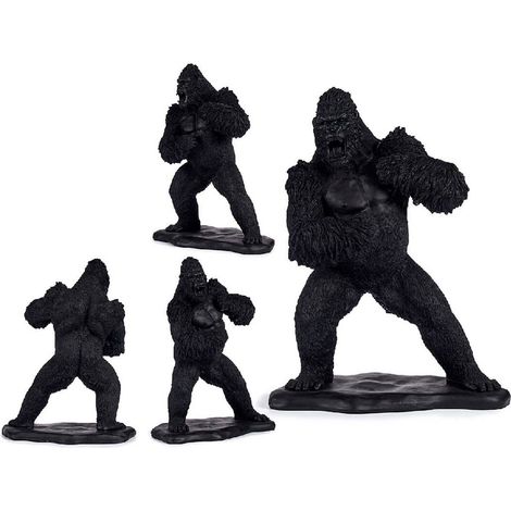 Dekorative Gorillafigur aus schwarzem Harz (25,5 x 56,5 x 43,5 cm)