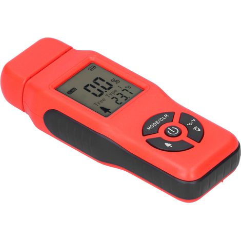 Irovami Testeur d'humidité numérique portable avec écran LCD pour bois et fibres de bois (rouge) (1/5)