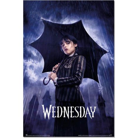 Affiche Décoration murale - - Miercoles Wednesday Umbrella - 61 x 91,5 cm - Papier glacé - Noir