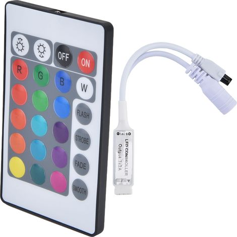 Télécommande IR 24 boutons sans fil pour bandeau LED RGB, régulateur éclairage monochrome, ABS, DC5-24V, 3 canaux, garage et mur rideau verre (1/5)