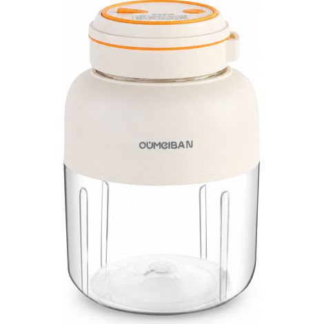 Blender Électrique Portable OUMCIBAN pour Jus, Broyeur de Glace, Gobelet Ivoire 1300 ml avec 2 Couvercles (1/5)