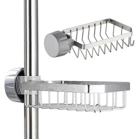 Porte-savon de douche en acier inoxydable - sans perçage - rangement pour robinetterie (1/4)