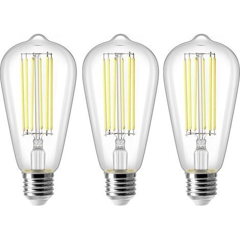 8W E27 ST64 Ampoule LED, Ampoule à Filament Vintage Edison, Equivalent à 80W, Blanc Froid 6500K, 800LM, Rétro Décorative Lampe, Non Dimmable, Lot de 3 (1/4)