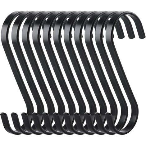 10pcs Crochets Plats en S de Suspension en Acier Inoxydable Crochet de Cuisine Robuste,Multifonctions Crochets pour de Cuisine ou à Viande Boucher Vêtements Plantes Outils de Jardinage,Noi (1/5)
