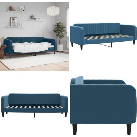 Sofá cama sin colchón terciopelo azul 80x200 cm - Sofá cama azul - Sofá cama sin colchón